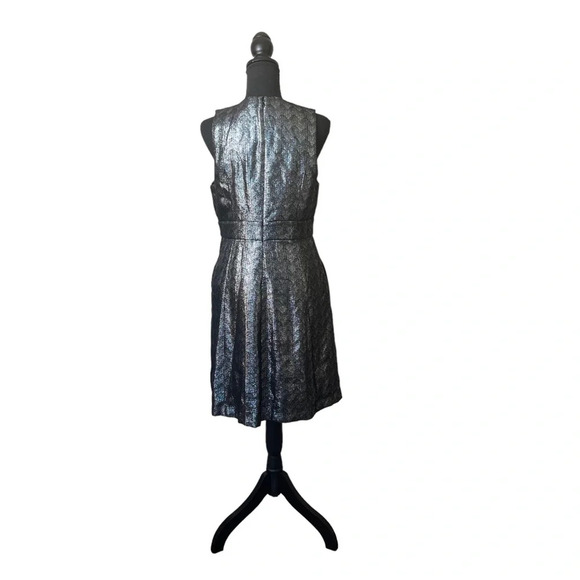 Michael Kors Metallic Jacquard V-Neck Fit & Flare Dress size 10 - Picture 5 of 9